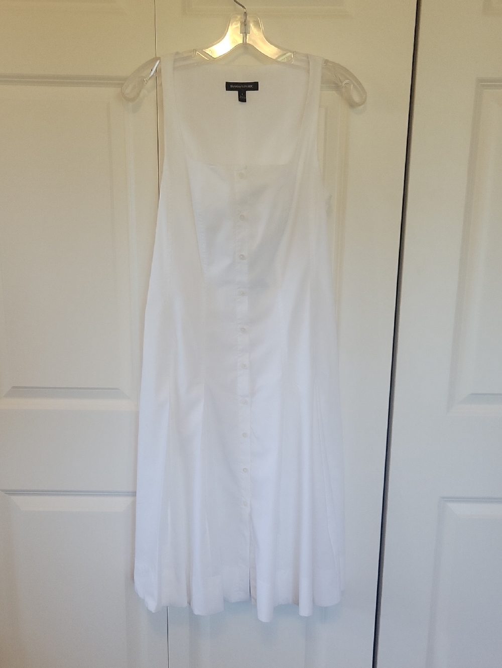 Banana Republic White Button-Front Midi Dress